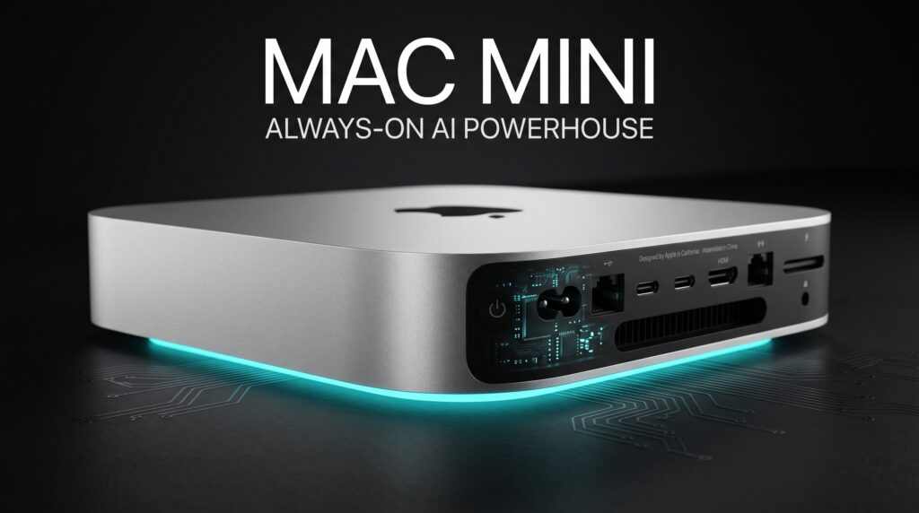 Mac mini Always-On AI Powerhouse Minimalist Banner
