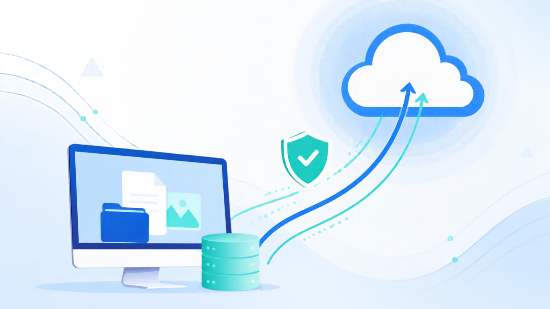 Illustration of backing up a WordPress site to the cloud before the WordPress 7.1.3 update