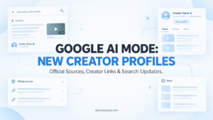 Google AI Mode creator profiles and official sources update with AI search results and citation links.